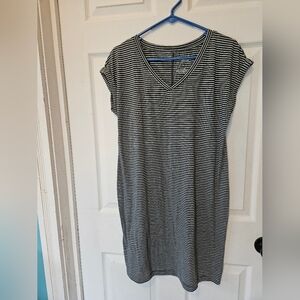 Gray and White Striped Dress